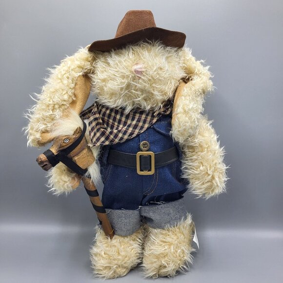 Vtg DanDee Easter Bunny Standing Rabbit Plush Western Cowboy Cow Bunny Plush 16" - Picture 2 of 16